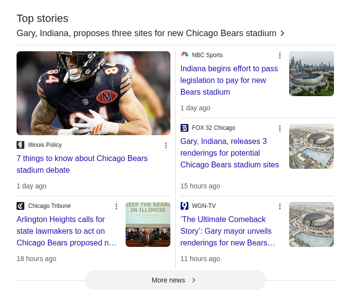 Illinois Policy in Top Stories for bears new stadium